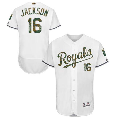 Royals #16 Bo Jackson White Flexbase Authentic Collection Memorial Day Stitched MLB Jersey